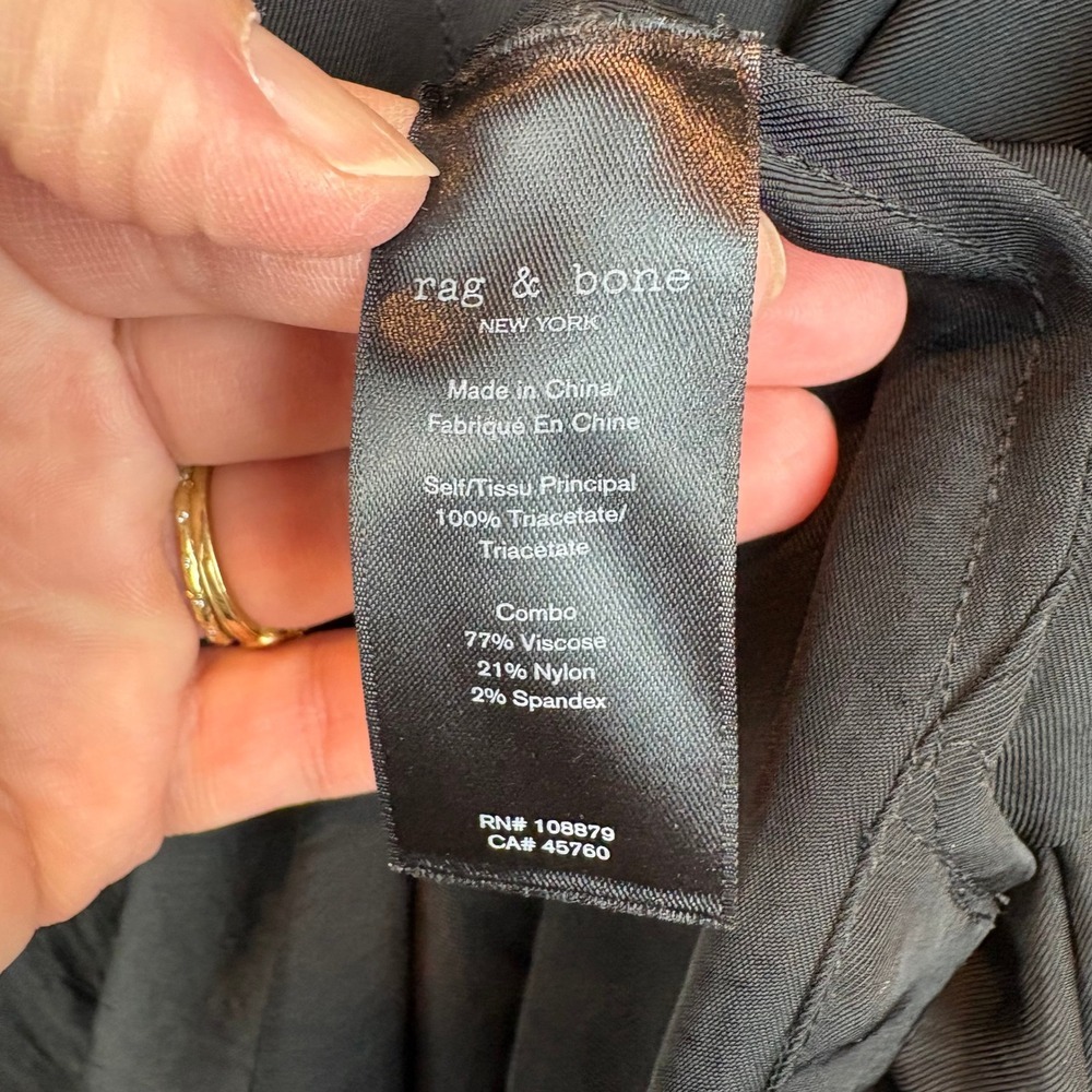 Rag & Bone Black Mock Neck Shift Dress S Covered Buttons Side Slits Quiet Luxury - Picture 6 of 11